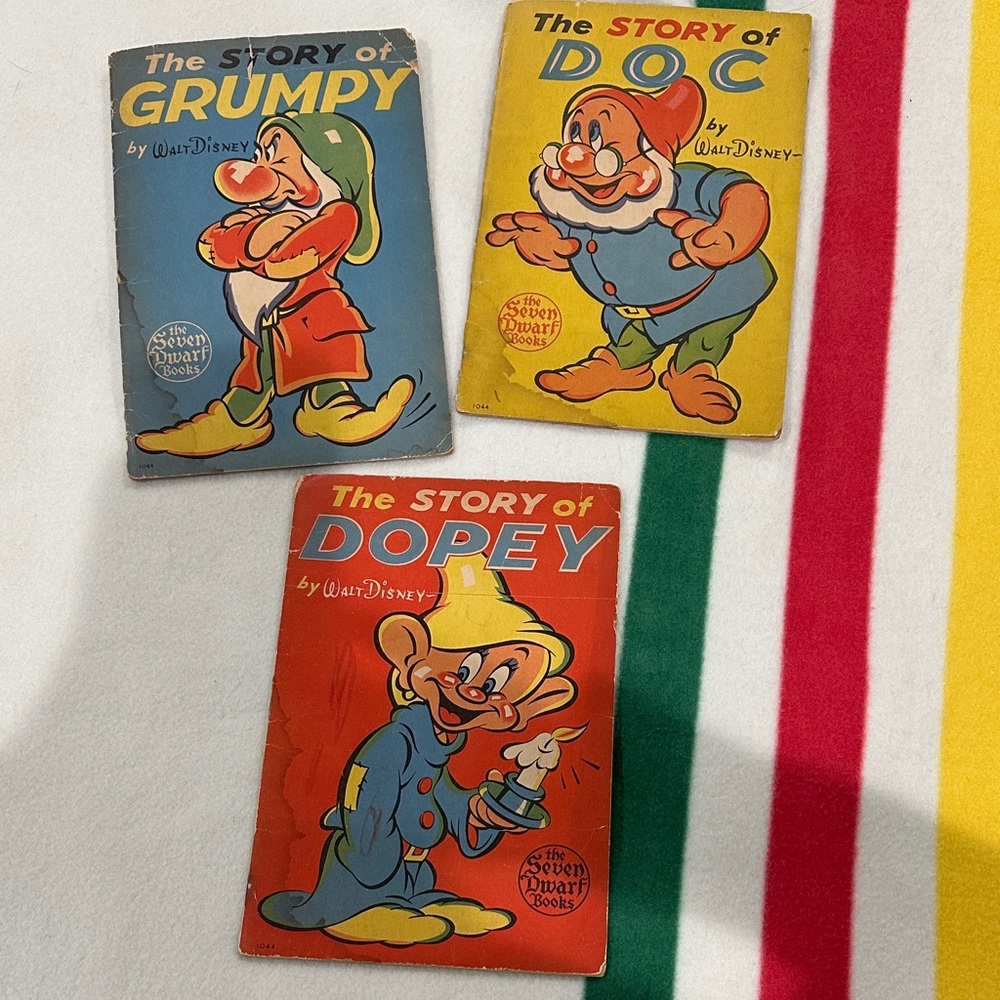 Vintage Disney Colorful Seven Dwarfs Story Collection - set of 3